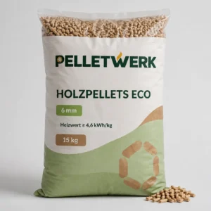 Pellet di legno economico 6 mm · pallet completo 990 kg (66 × 15 kg)