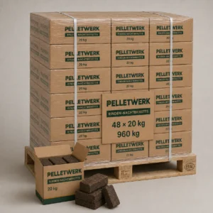 Bricchetti notturni di corteccia · pallet completo 960 kg (48 × 20 kg)