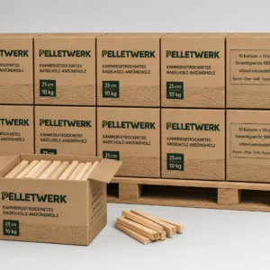 Legnetti di conifera essiccati in forno 25 cm – 10 cartoni × 10 kg