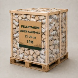 Legna di betulla secca 25 cm · pallet completo da 1 metro stero accatastato